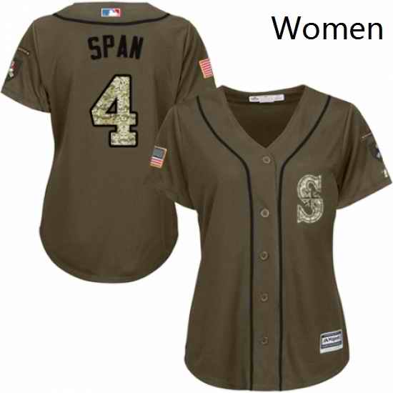 Womens Majestic Seattle Mariners 4 Denard Span Authentic Green Salute to Service MLB Jersey